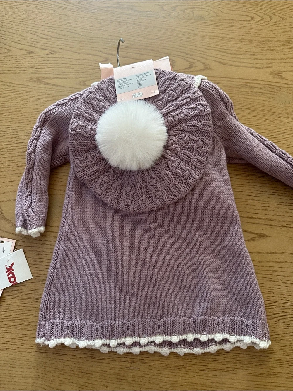 Cupcakes and Cashmere Lavender Cable Knit Baby Dress with Socks & hat NWT 3-6mo